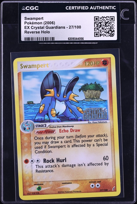 2006 Pokemon EX Crystal Guardians Reverse Holo Swampert #27 CGC AUTH