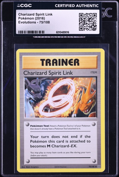 2016 Pokemon XY Evolutions Charizard Spirit Link #75 CGC AUTH