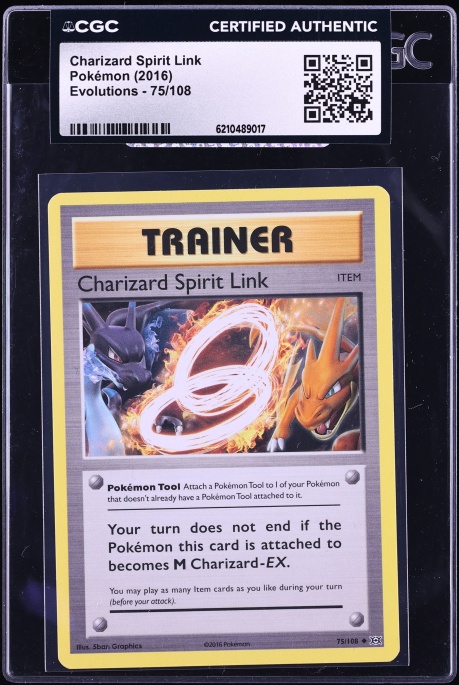 2016 Pokemon XY Evolutions Charizard Spirit Link #75 CGC AUTH