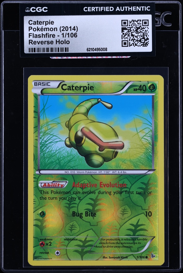 2014 Pokemon XY Flashfire Reverse Holo Caterpie #1 CGC AUTH