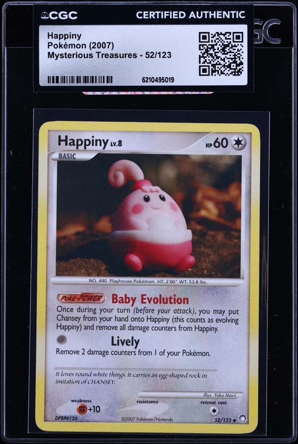 2007 Pokemon Diamond & Pearl Mysterious Treasures Happiny #52 CGC AUTH