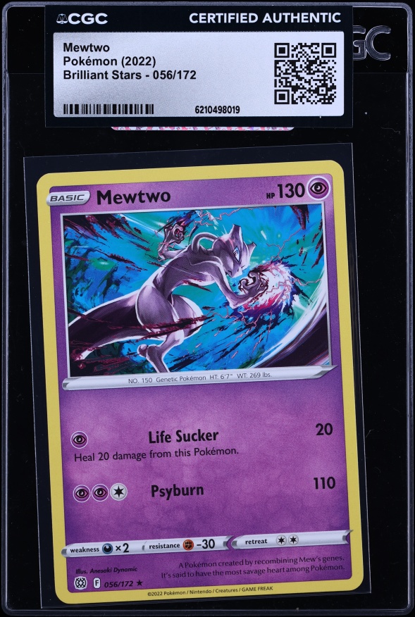 2022 Pokemon Sword & Shield Brilliant Stars Mewtwo #56 CGC AUTH