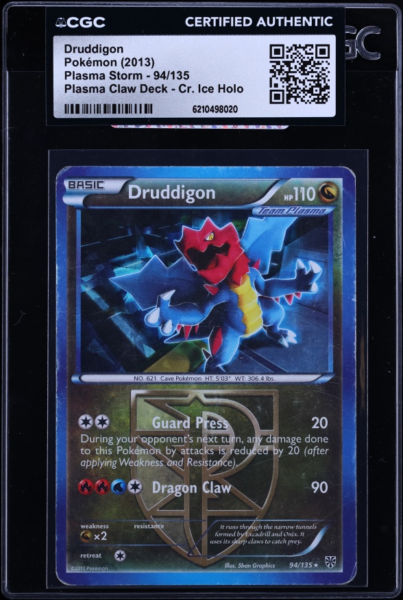2013 Pokemon Black & White Plasma Storm Claw Deck Cracked Ice Holo Druddigon #94 CGC AUTH