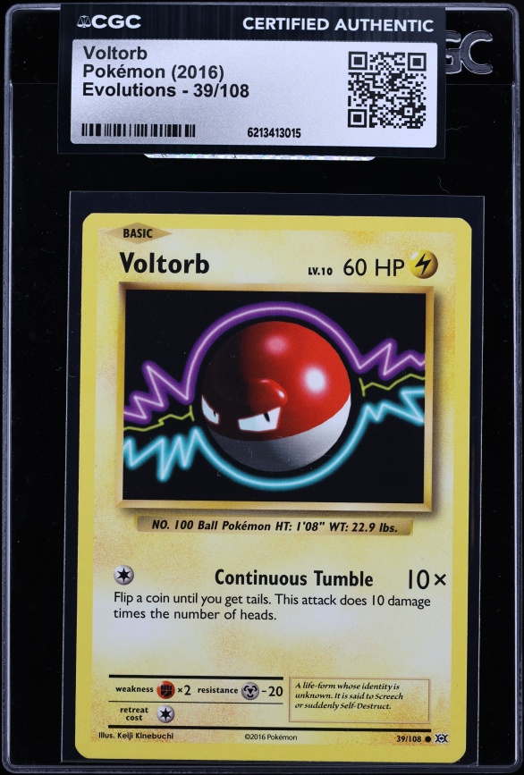 2016 Pokemon XY Evolutions Voltorb #39 CGC AUTH