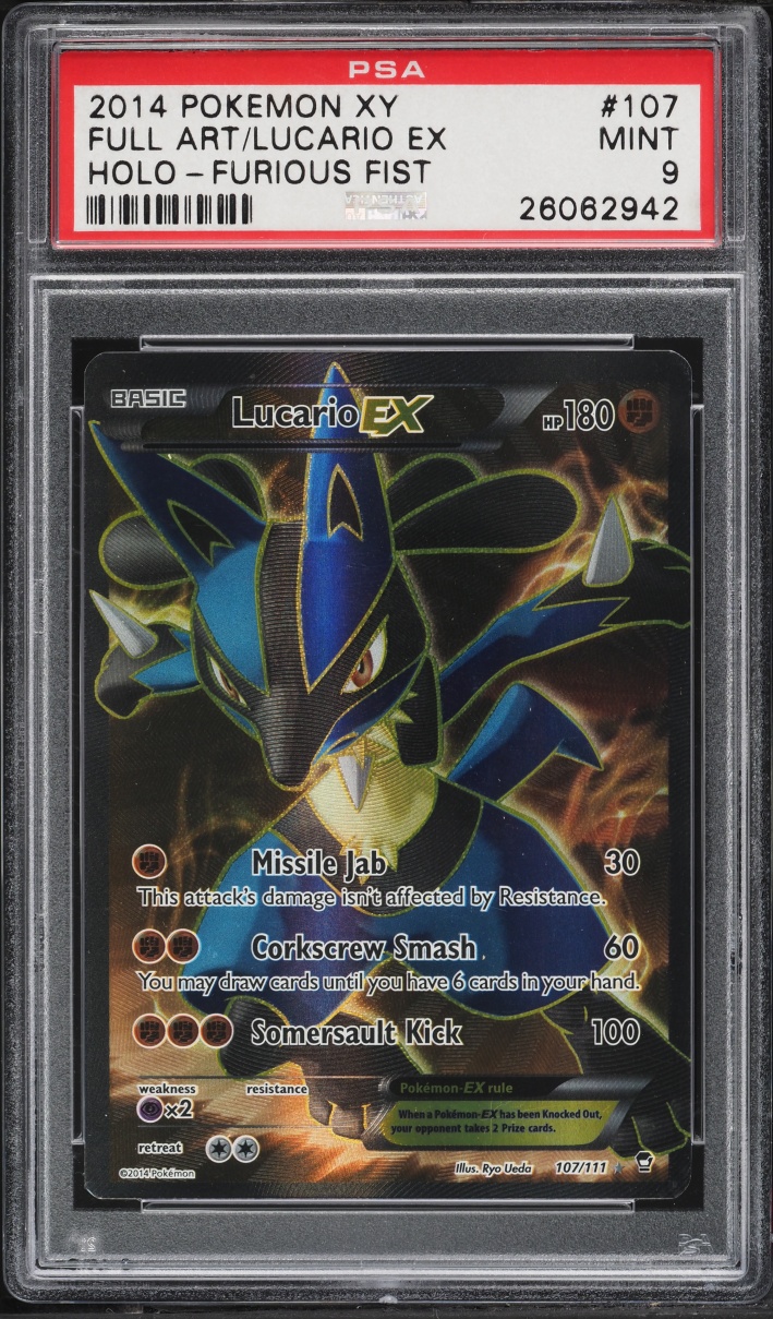 2014 Pokemon XY Furious Fists Full Art Lucario EX #107 PSA 9 MINT