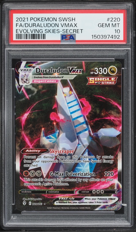 2021 Pokemon Sword & Shield Evolving Skies Alt Art Duraludon VMAX #220 PSA 10 GEM MINT