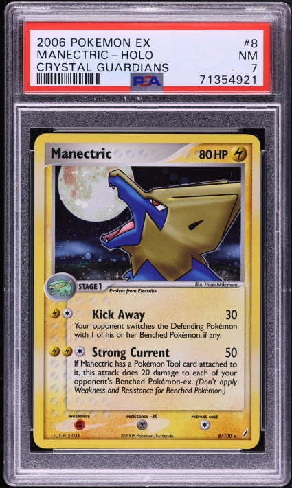 2006 Pokemon EX Crystal Guardians Holo Manectric #8 PSA 7 NRMT
