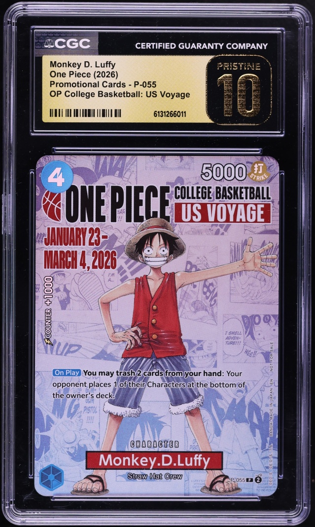 2026 One Piece Promo College Basketball US Voyage Manga Alt Art Monkey D. Luffy #P-055 CGC 10