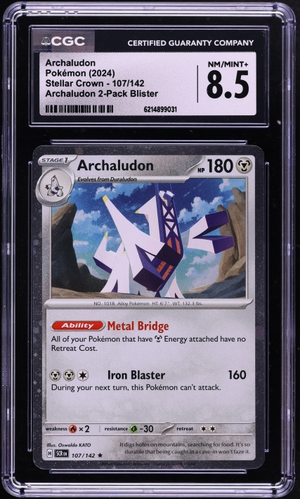 2024 Pokemon Scarlet & Violet Promo Stellar Crown Holo Archaludon #107 CGC 8.5 NM-MT+