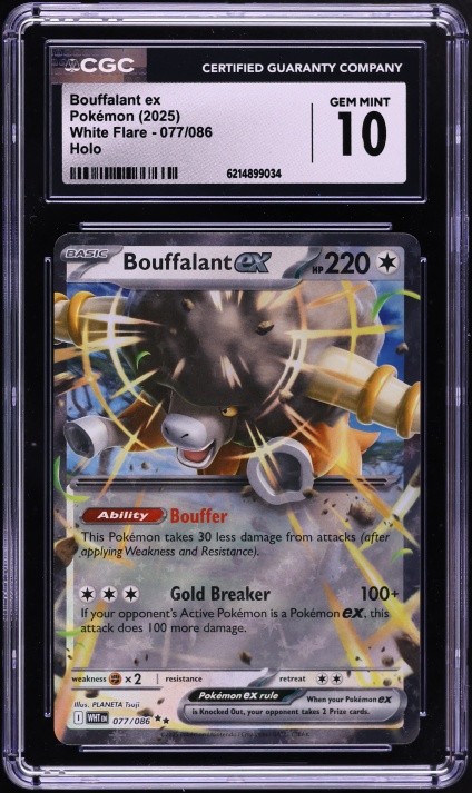 2025 Pokemon Scarlet & Violet White Flare Holo Bouffalant Ex #77 CGC 10 GEM MINT