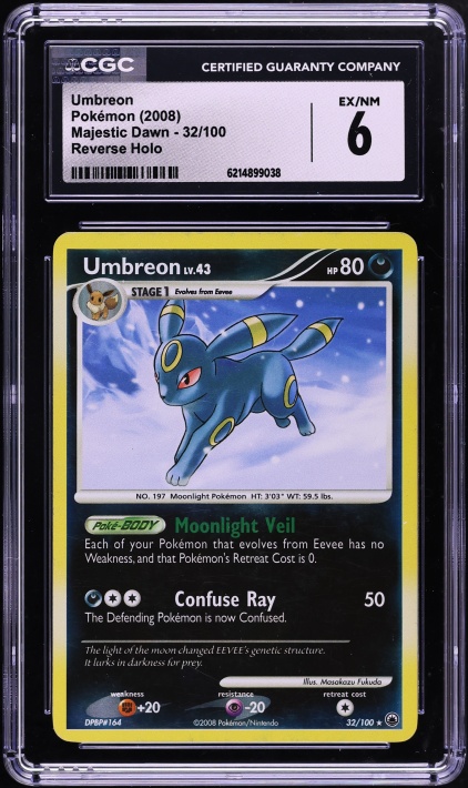 2008 Pokemon Diamond & Pearl Majestic Dawn Reverse Holo Umbreon #32 CGC 6 EXMT