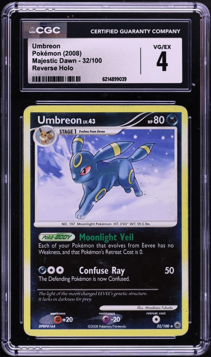 2008 Pokemon Diamond & Pearl Majestic Dawn Reverse Holo Umbreon #32 CGC 4 VGEX