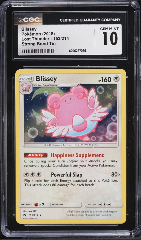 2018 Pokemon Sun & Moon Lost Thunder Strong Bond Tin Blissey #153 CGC 10 GEM MINT