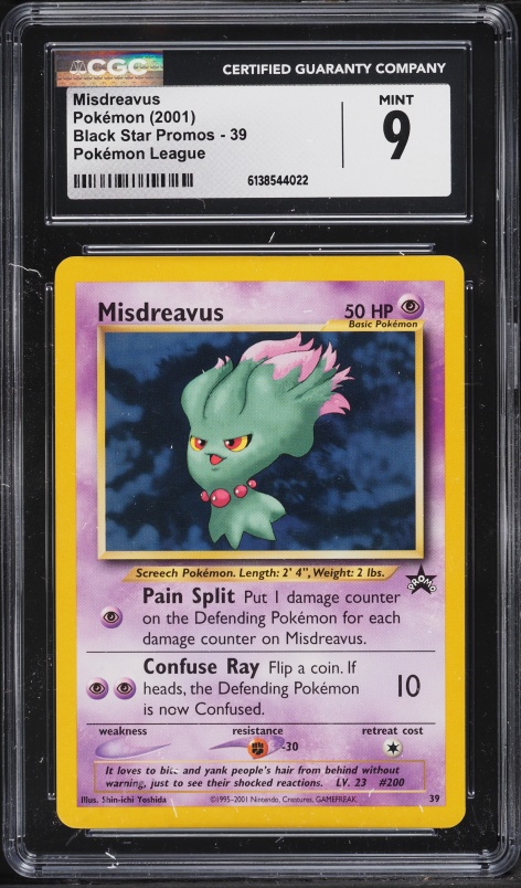 2001 Pokemon League Black Star Promo Misdreavus #39 CGC 9 MINT