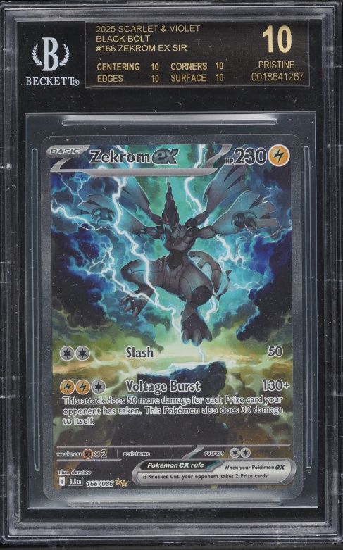 2025 Pokemon Scarlet & Violet TCG Black Bolt SIR Zekrom Ex #166 BGS 10 PRISTINE