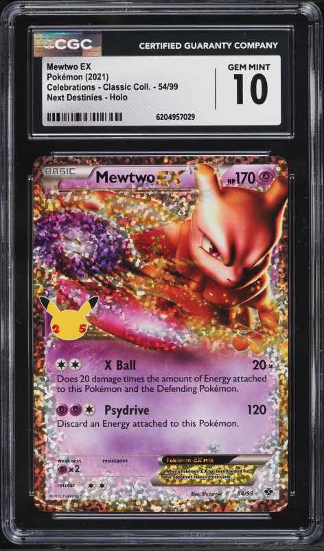 2021 Pokemon Sword & Shield Celebrations Classic Collection Holo Mewtwo Ex #54 CGC 10 GEM MINT