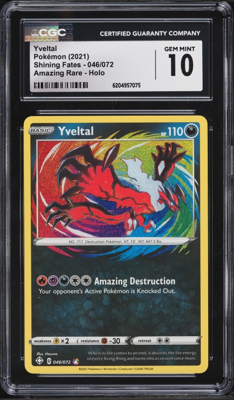 2021 Pokemon Sword & Shield Shining Fates Amazing Rare Yveltal #46 CGC 10 GEM MINT