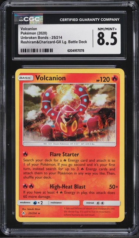 2019 Pokemon Sun & Moon Unbroken Bonds Volcanion #25 CGC 8.5 NM-MT+