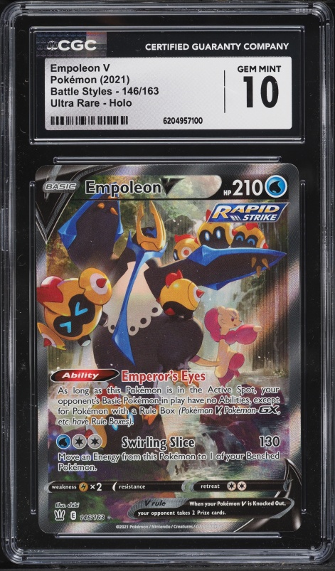 2021 Pokemon Sword & Shield Battle Styles Full Art Empoleon V #146 CGC 10 GEM MINT
