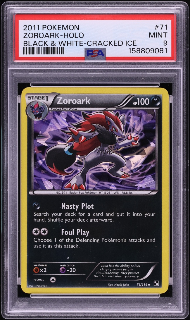 2011 Pokemon Black & White Cracked Ice Holo Zoroark #71 PSA 9 MINT