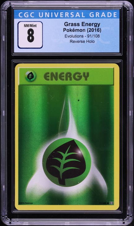 2016 Pokemon XY Evolutions Reverse Holo Grass Energy #91 CGC 8 NM-MT