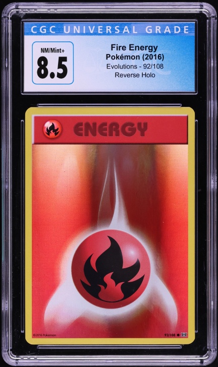 2016 Pokemon XY Evolutions Reverse Holo Fire Energy #92 CGC 8.5 NM-MT+