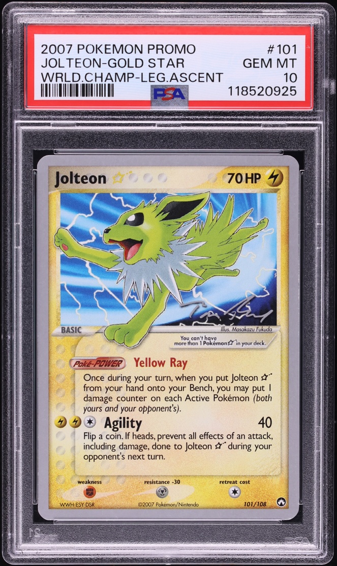 2007 Pokemon World Championships Promo Legendary Ascent Jolteon Gold Star #101 PSA 10 GEM