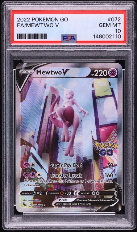 2022 Pokemon Sword & Shield Pokemon GO Alt Art Mewtwo V #72 PSA 10 GEM MINT