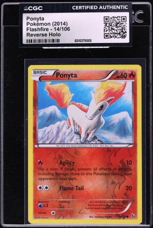 2014 Pokemon XY Flashfire Reverse Holo Ponyta #14 CGC AUTH