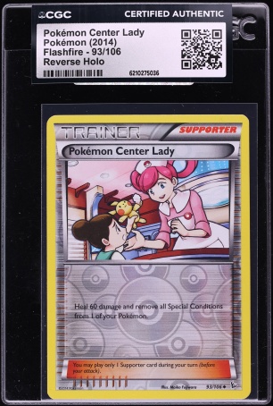 2014 Pokemon XY Flashfire Reverse Holo Pokemon Center Lady #93 CGC AUTH