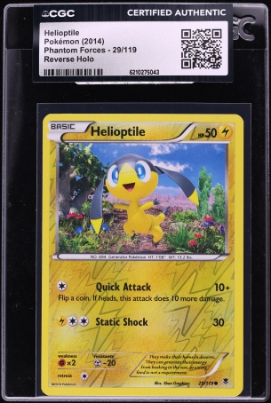 2014 Pokemon XY Phantom Forces Reverse Holo Helioptile #29 CGC AUTH