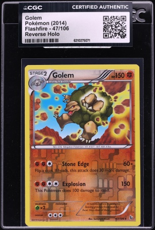 2014 Pokemon XY Flashfire Reverse Holo Golem #47 CGC AUTH