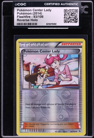 2014 Pokemon Flashfire Reverse Holo Pokémon Center Lady #93 CGC AUTH