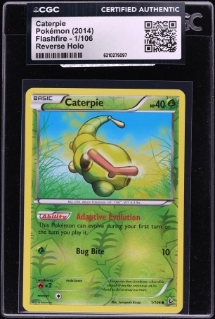2014 Pokemon XY Flashfire Reverse Holo Caterpie #1 CGC AUTH