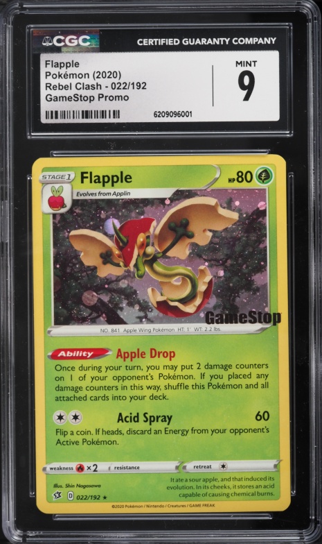 2020 Pokemon Sword & Shield Promo GameStop Rebel Clash Flapple #22 CGC 9 MINT