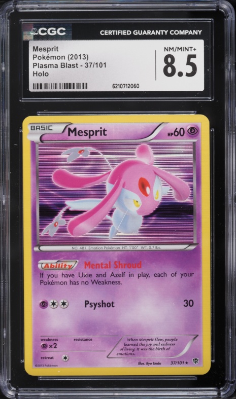 2013 Pokemon Plasma Blast Holo Mesprit #37 CGC 8.5 NM-MT+