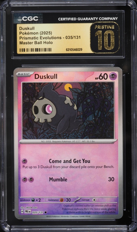2025 Pokemon Scarlet & Violet Prismatic Evolutions Master Ball Holo Duskull #35 CGC 10 PRISTINE