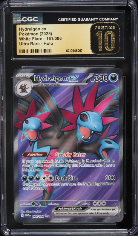 2025 Pokemon Scarlet & Violet White Flare Full Art Hydreigon EX #161 CGC 10 PRISTINE