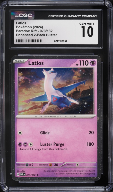 2024 Pokemon Scarlet & Violet Paradox Rift Enhanced 2 Pack Blister Latios #73 CGC 10 GEM MINT