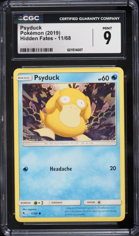 2019 Pokemon Sun & Moon Hidden Fates Psyduck #11 CGC 9 MINT