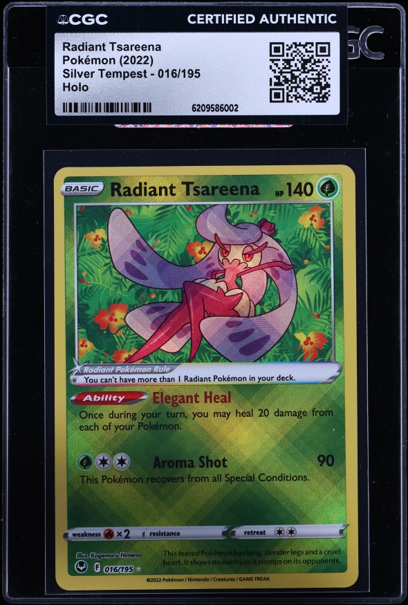 2022 Pokemon Sword & Shield Silver Tempest Holo Radiant Tsareena #16 CGC AUTH