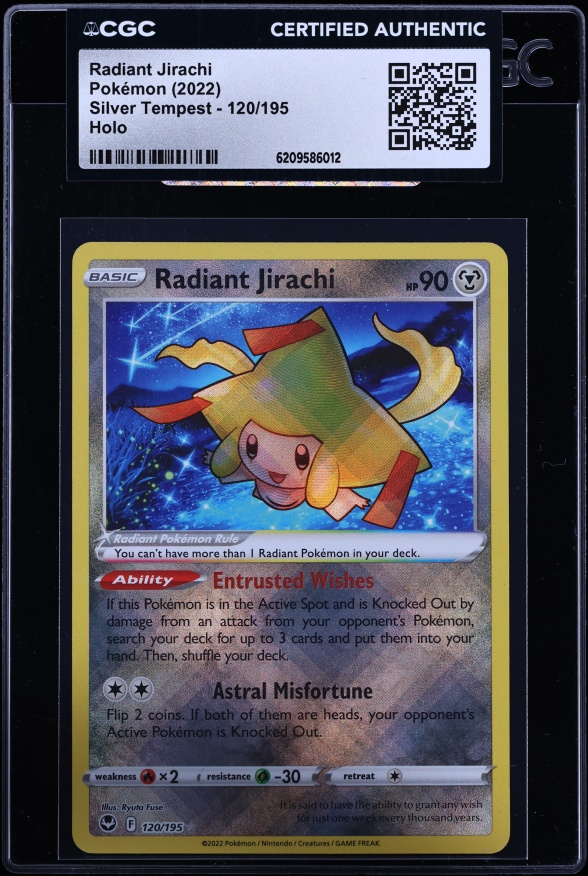 2022 Pokemon Sword & Shield Silver Tempest Holo Radiant Jirachi #120 CGC AUTH