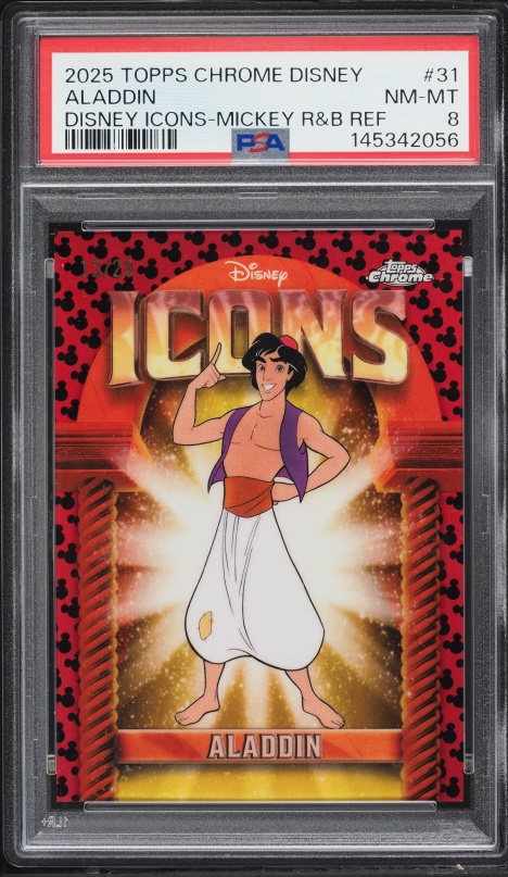 2025 Topps Chrome Disney Gold Mini Diamonds Aladdin /50 #187 PSA