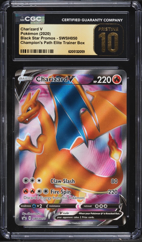 2020 Pokemon SWSH Promo Champion's Path ETB Full Art Charizard V #SWSH050 CGC 10 PRISTINE
