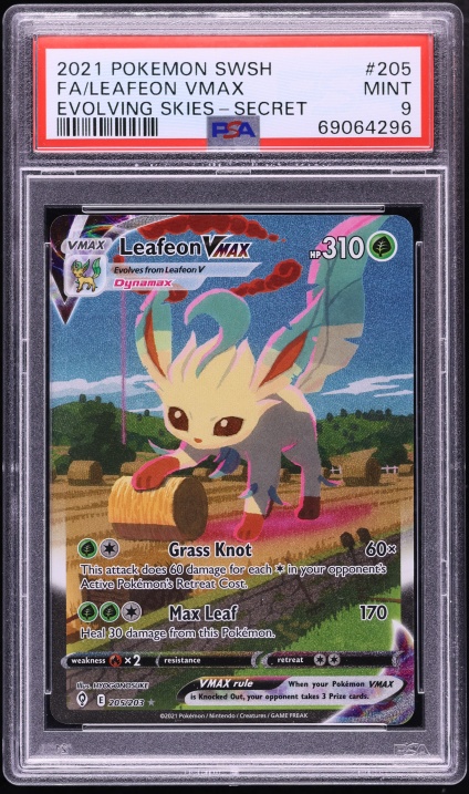 2021 Pokemon SWSH Evolving Skies Alt Art Leafeon VMAX #205 PSA 9