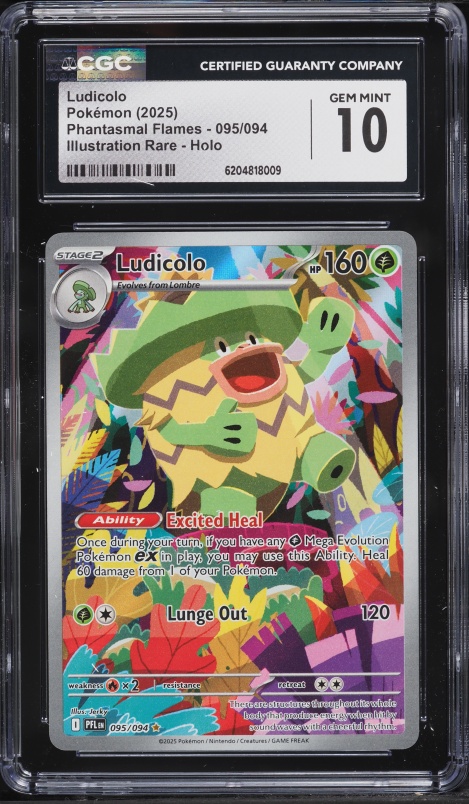 2025 Pokemon Mega Evolution Phantasmal Flames IR Ludicolo #95 CGC 10 GEM MINT