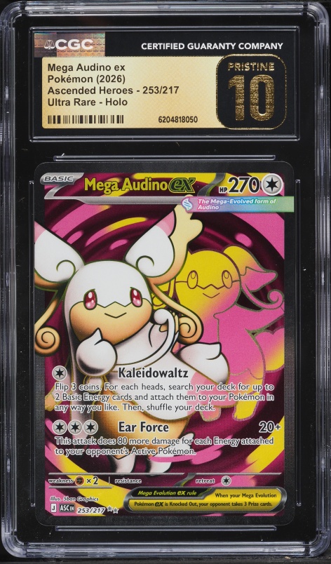 2026 Pokemon Mega Evolution Ascended Heroes Full Art Mega Audino Ex #253 CGC 10 PRISTINE