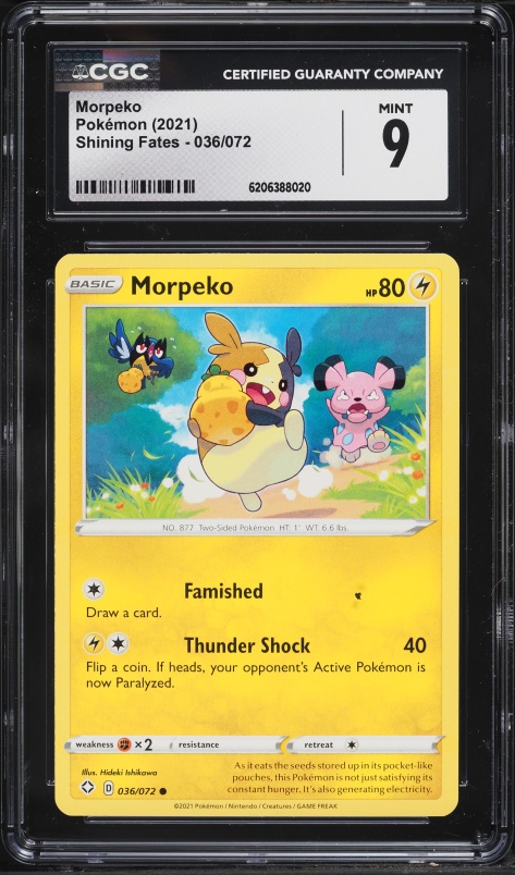 2021 Pokemon Shining Fates Morpeko #036 CGC 9 MINT