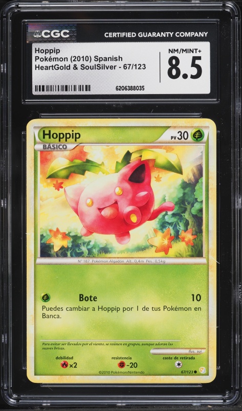 2010 Pokemon Spanish Heartgold & Soulsilver Hoppip #67 CGC 8.5 NM-MT+