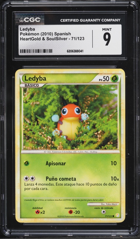2010 Pokemon Spanish HeartGold & SoulSilver Ledyba #71 CGC 9 MINT